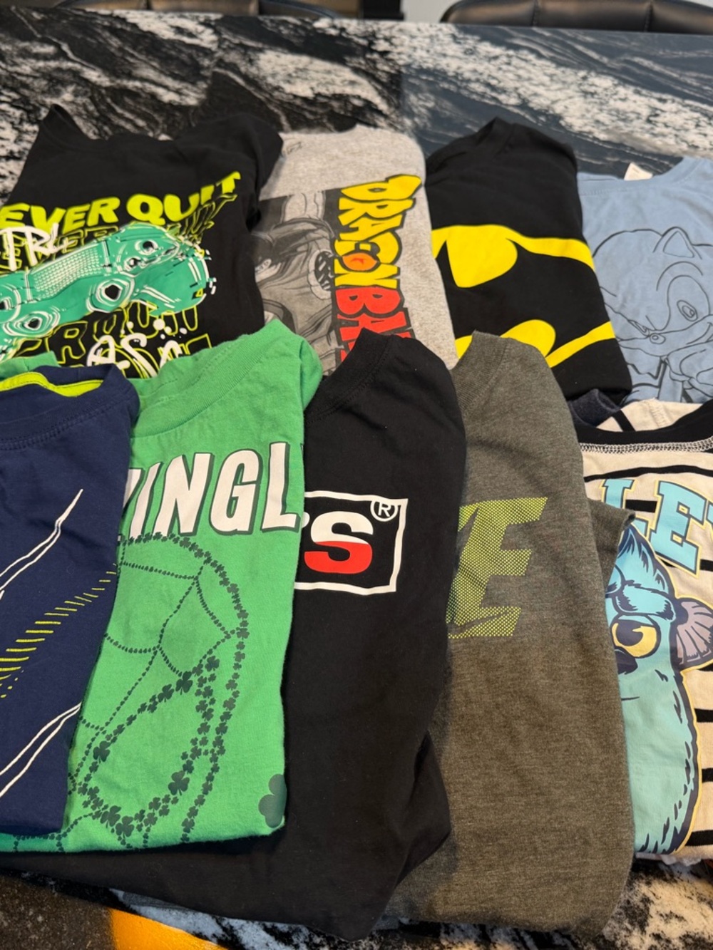 Mixed Kids Short Sleeve Graphic Tees - Black, Green, Gray, Blue
